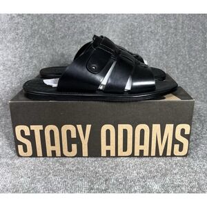 Stacy‎ Adams Seaside Slip On Slide Sandals Mens Size 12 Black Shoes NIB 25005